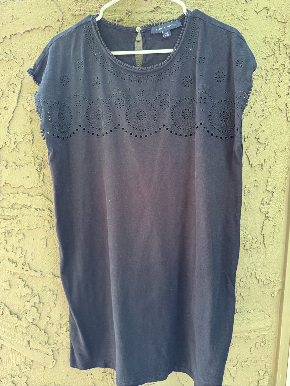 Tommy Bahama Navy Knit Short Sleeve Shift Dress - Picture 2 of 14